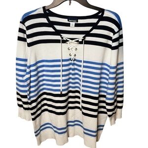 Basic Editions Women’s Striped Plus Size Blouse
